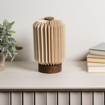 Banks 8.5" Modern Minimalist Paper Pleated Column Accent LED Table Lamp